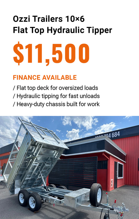 Ozzi Trailers 10×6 Flat Top Hydraulic Tipper
