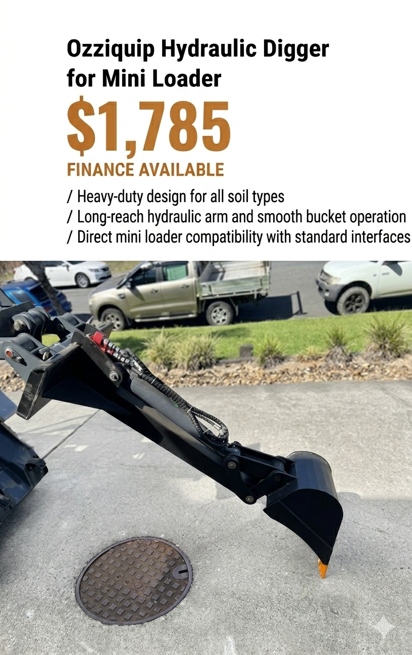 Ozziquip Hydraulic Digger (Backhoe) for Mini Loader