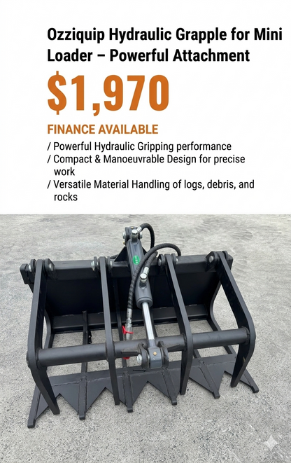 Ozziquip Hydraulic Grapple for Mini Loader