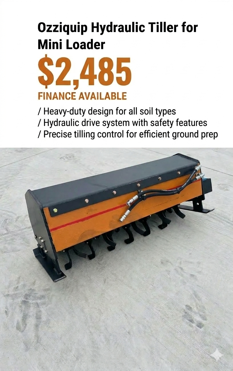 Ozziquip Hydraulic Tiller for Mini Loader