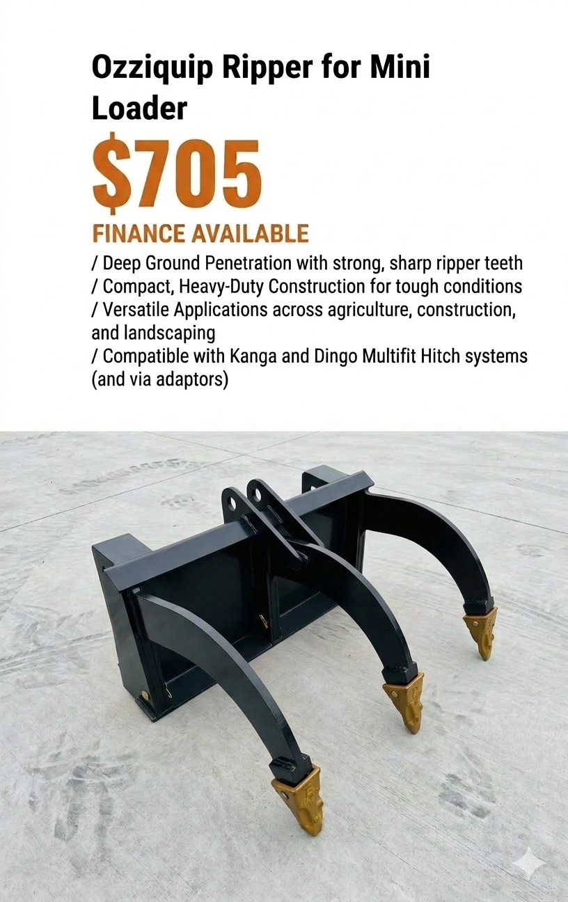 Ozziquip Hydraulic Ripper for Mini Loader – Machinery Direct