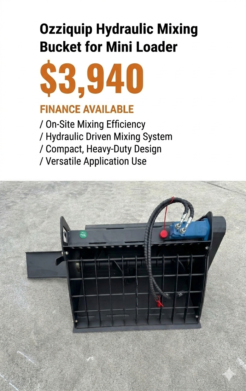 Ozziquip Hydraulic Mixing Bucket for Mini Loader