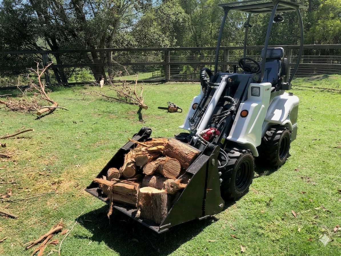 Ozziquip AL20 Mini Articulated Wheel Loader with 4in1 Bucket