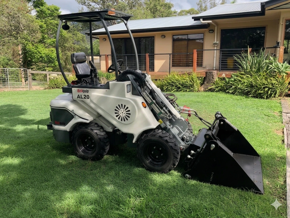 Ozziquip AL20 Mini Articulated Wheel Loader with 4in1 Bucket