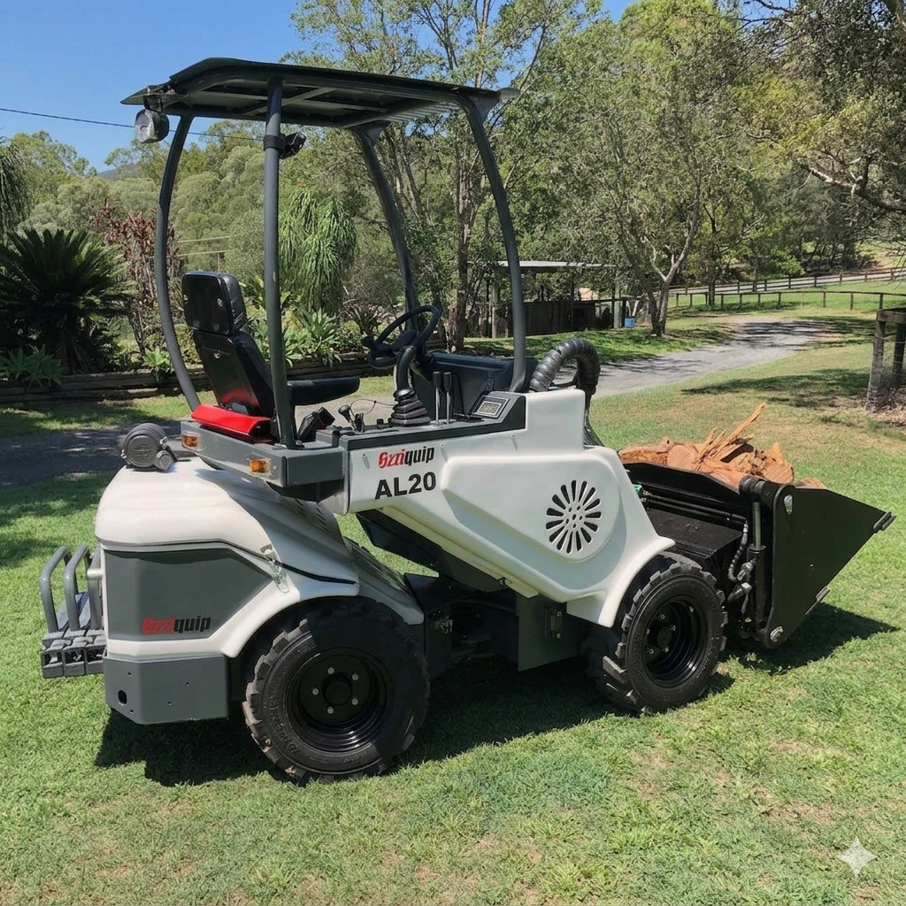 Ozziquip AL20 Mini Articulated Wheel Loader with 4in1 Bucket