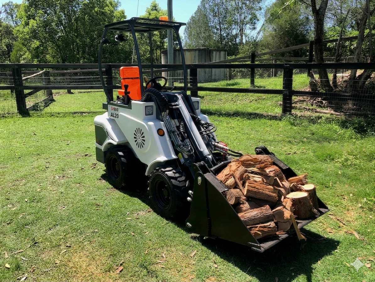 Ozziquip AL20 Mini Articulated Wheel Loader with 4in1 Bucket