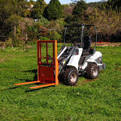 Side-Shift Flip-Up Pallet Forks for Mini Loaders