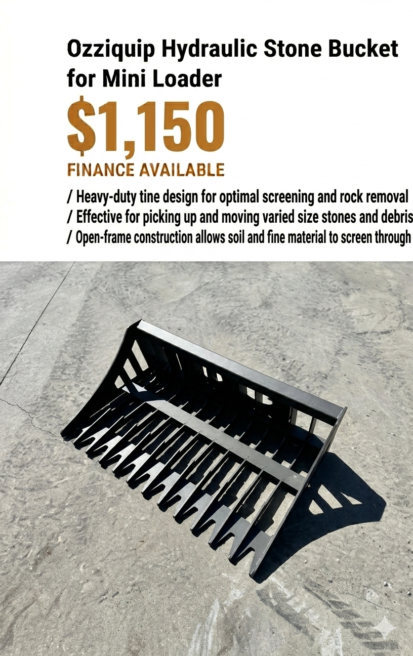 Ozziquip Stone Bucket for Mini Loader