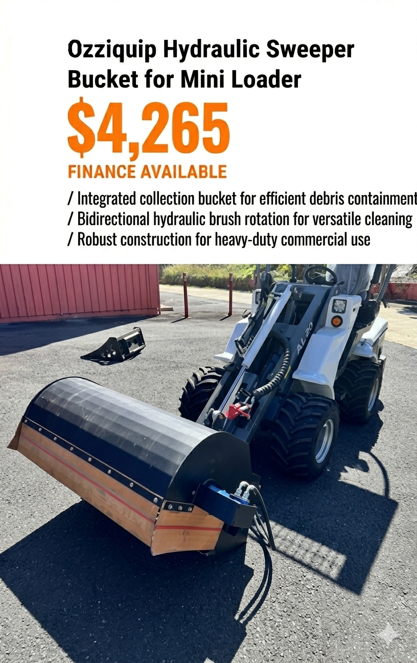 Ozziquip Hydraulic Sweeper Bucket for Mini Loader